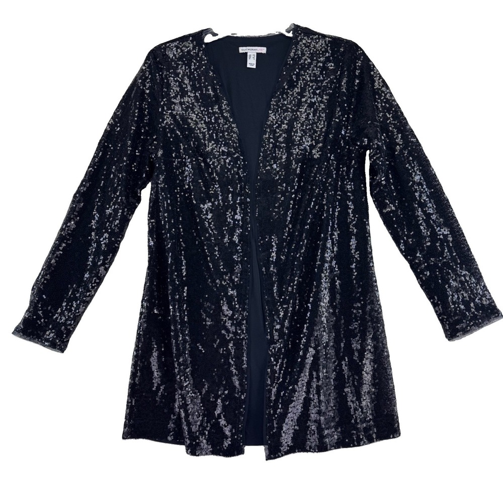 Isaac Mizrahi Live! Long Sleeve Sequin Sweater Top Size XS Black New Years